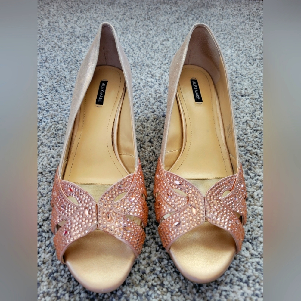Alex Marie pink Bejeweled kitten heels